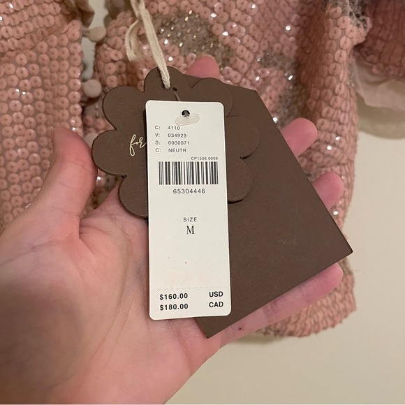 NWT Anthropologie Forever That Girl Sequined V-Neck Blouse Neutral Pink - Picture 11 of 15